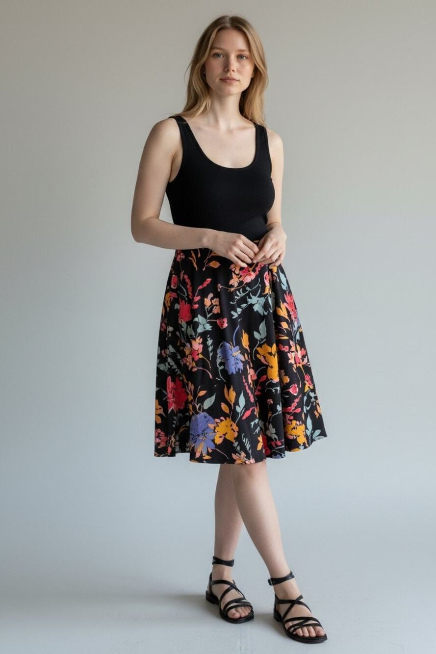Pact Womens Organic Cotton Tie Back Sleeveless Floral Tank Dress Medium Black